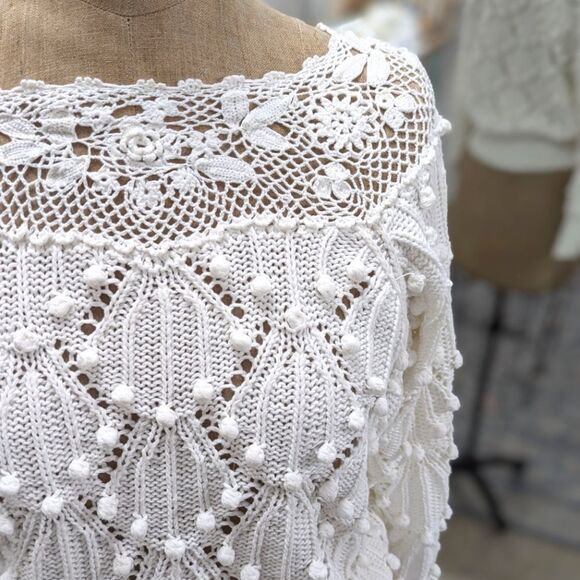 Elegant White Crochet Sweater - Picture 1 of 7